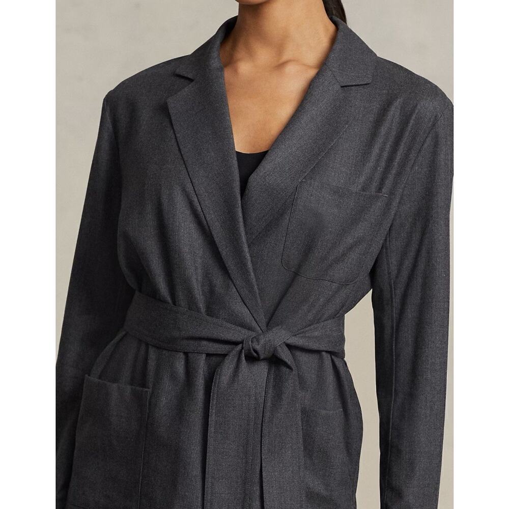 Ralph Lauren Women’s Belted Stretch Wool Flannel Wrap Top Cardigan Jacket 6 NWT - Picture 4 of 12